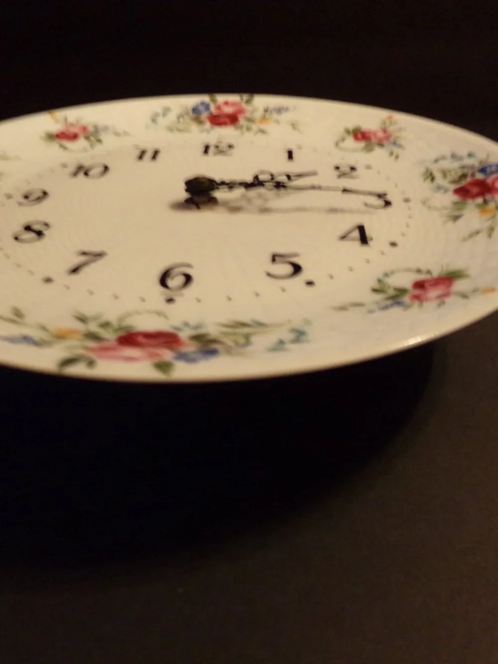 Limoges Porcelain Wall Clock Decor Numbers Roses Flowers White 9.75'' Battery